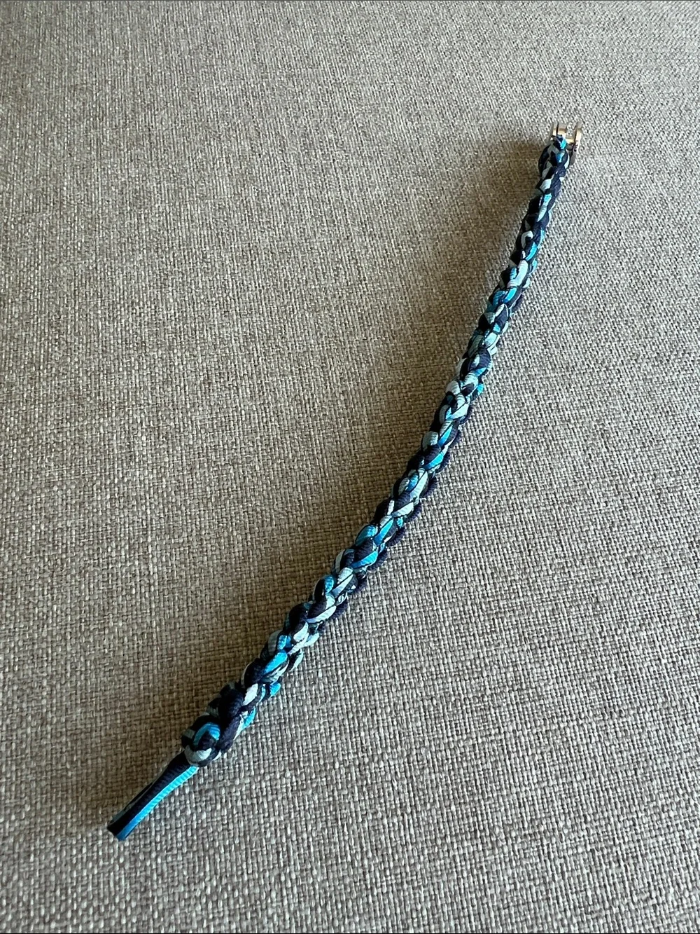 Hermes | Kid Silk Bracelet Blue Color with Palladium-plated Button Clasp